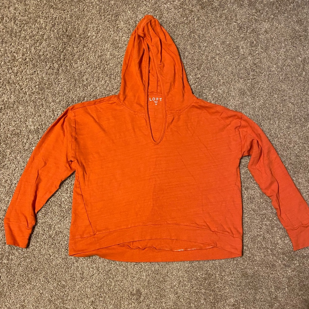 Loft orange, hooded crop top, Womens size M